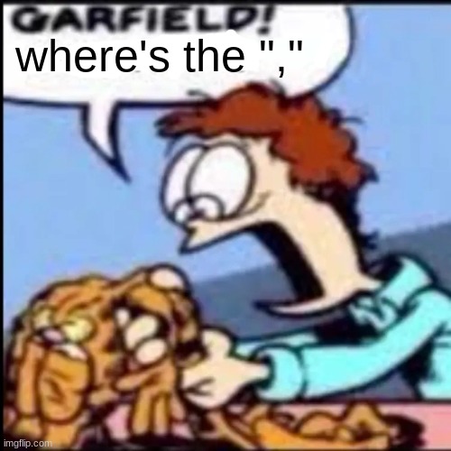 Garfield are you /srs or /j | where's the "," | image tagged in garfield are you /srs or /j | made w/ Imgflip meme maker