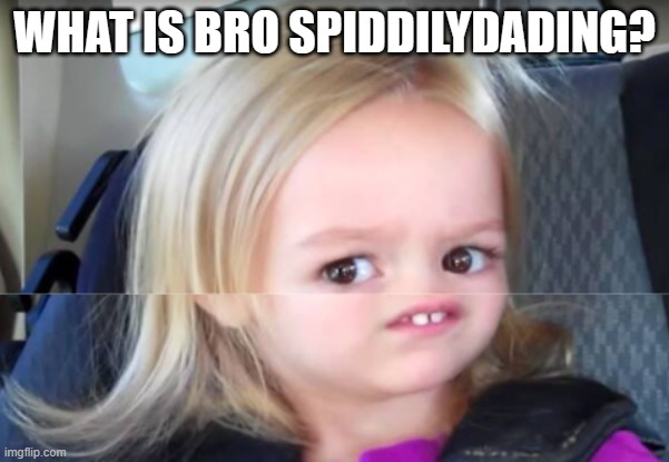 Bro What | WHAT IS BRO SPIDDILYDADING? | image tagged in bro what | made w/ Imgflip meme maker