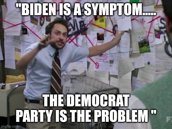 Resident democrat | "BIDEN IS A SYMPTOM..... THE DEMOCRAT PARTY IS THE PROBLEM " | image tagged in charlie day | made w/ Imgflip meme maker