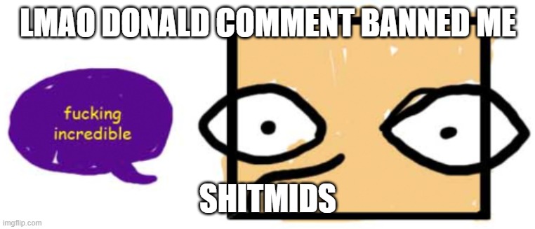 Good thing I have his dms | LMAO DONALD COMMENT BANNED ME; SHITMIDS | made w/ Imgflip meme maker