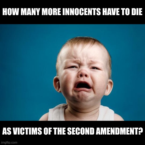 If you're Pro-Gun you're Anti-Life. | HOW MANY MORE INNOCENTS HAVE TO DIE; AS VICTIMS OF THE SECOND AMENDMENT? | image tagged in baby crying | made w/ Imgflip meme maker