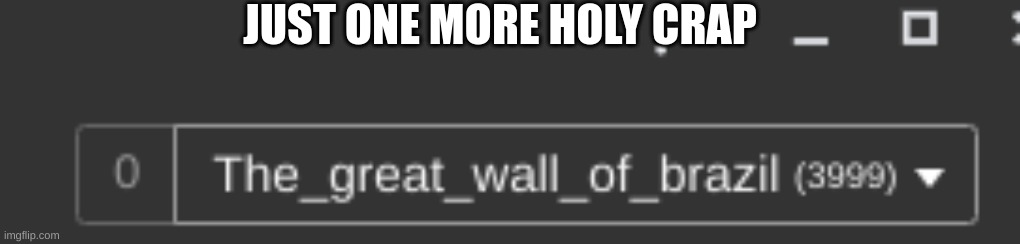 image title | JUST ONE MORE HOLY CRAP | image tagged in memes | made w/ Imgflip meme maker