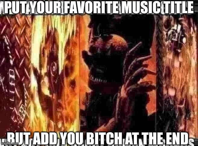 Poo post | PUT YOUR FAVORITE MUSIC TITLE; BUT ADD YOU BITCH AT THE END | image tagged in poo post | made w/ Imgflip meme maker