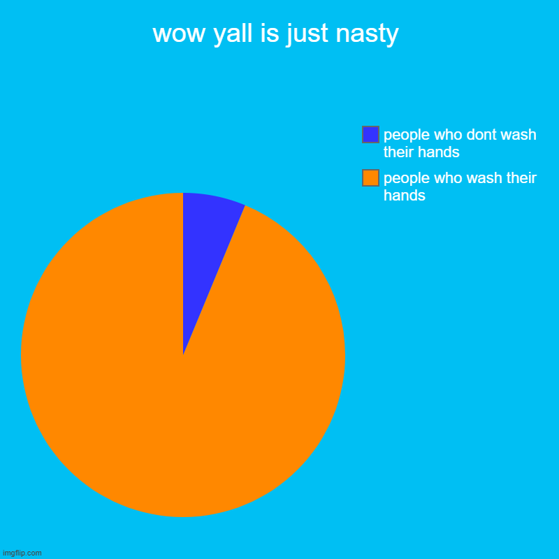 wow yall is just nasty | people who wash their hands, people who dont wash their hands | image tagged in charts,pie charts | made w/ Imgflip chart maker
