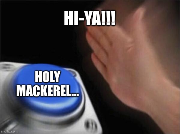 Blank Nut Button | HI-YA!!! HOLY MACKEREL... | image tagged in memes,blank nut button | made w/ Imgflip meme maker