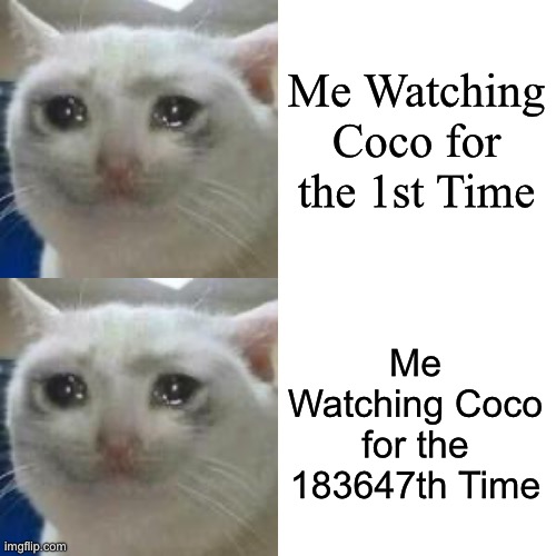 Anyone else? | Me Watching Coco for the 1st Time; Me Watching Coco for the 183647th Time | image tagged in memes,drake hotline bling | made w/ Imgflip meme maker