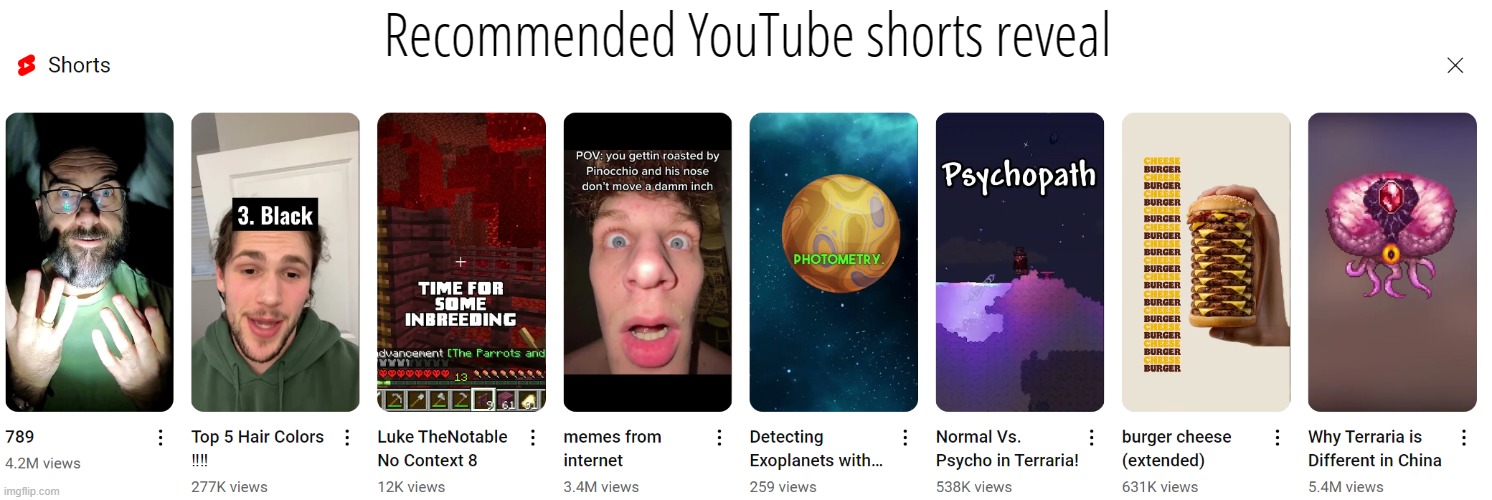 Recommended YouTube shorts reveal | made w/ Imgflip meme maker