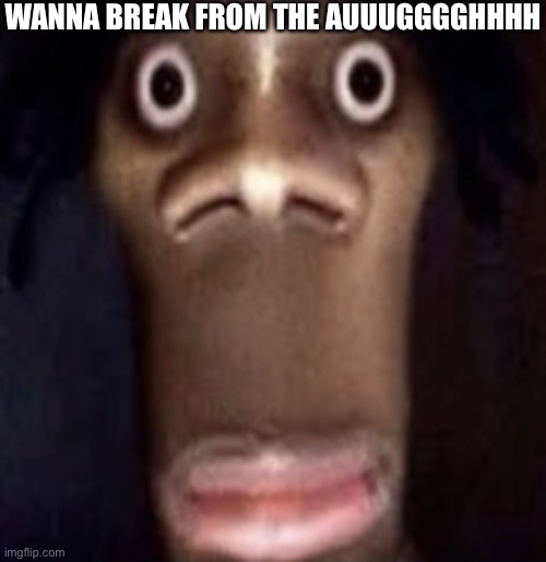 wanna break from the auuuugggghhh? | WANNA BREAK FROM THE AUUUGGGGHHHH | image tagged in quandale dingle | made w/ Imgflip meme maker