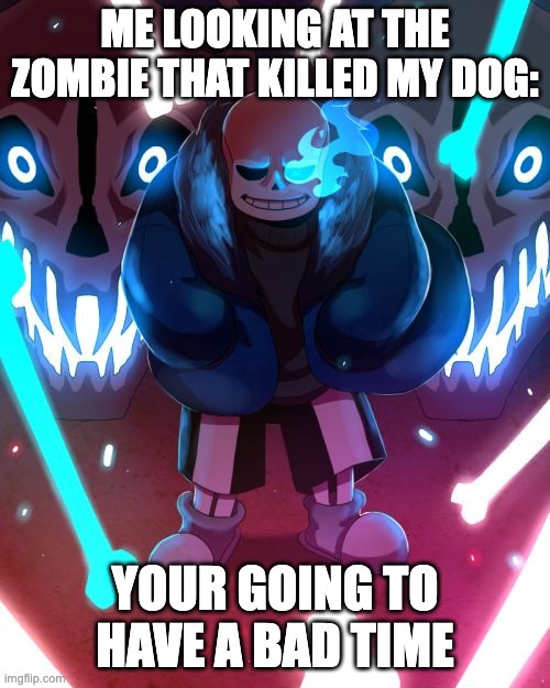 Sans Undertale | ME LOOKING AT THE ZOMBIE THAT KILLED MY DOG:; YOUR GOING TO HAVE A BAD TIME | image tagged in sans undertale | made w/ Imgflip meme maker