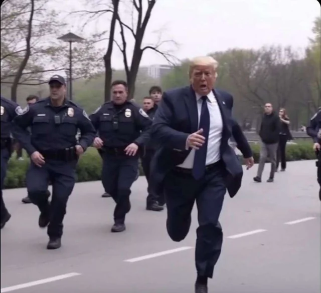 Donald Trump running from police officers Blank Meme Template