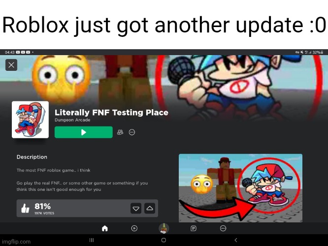 This is awesome!! Love it, we also have a new loading screen which has been here for awhile | Roblox just got another update :0 | image tagged in roblox,memes,update | made w/ Imgflip meme maker