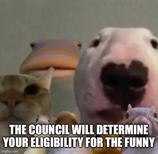 The council remastered | THE COUNCIL WILL DETERMINE YOUR ELIGIBILITY FOR THE FUNNY | image tagged in the council remastered | made w/ Imgflip meme maker