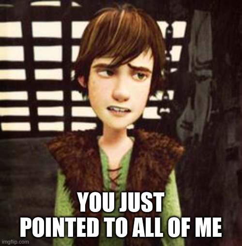 YOU JUST POINTED TO ALL OF ME | image tagged in sarcastic hiccup | made w/ Imgflip meme maker