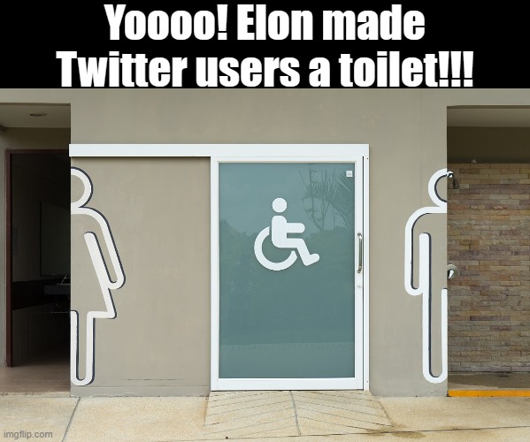 'a' | Yoooo! Elon made Twitter users a toilet!!! | image tagged in funny,memes,funny memes,just a tag,msmg,toilet | made w/ Imgflip meme maker