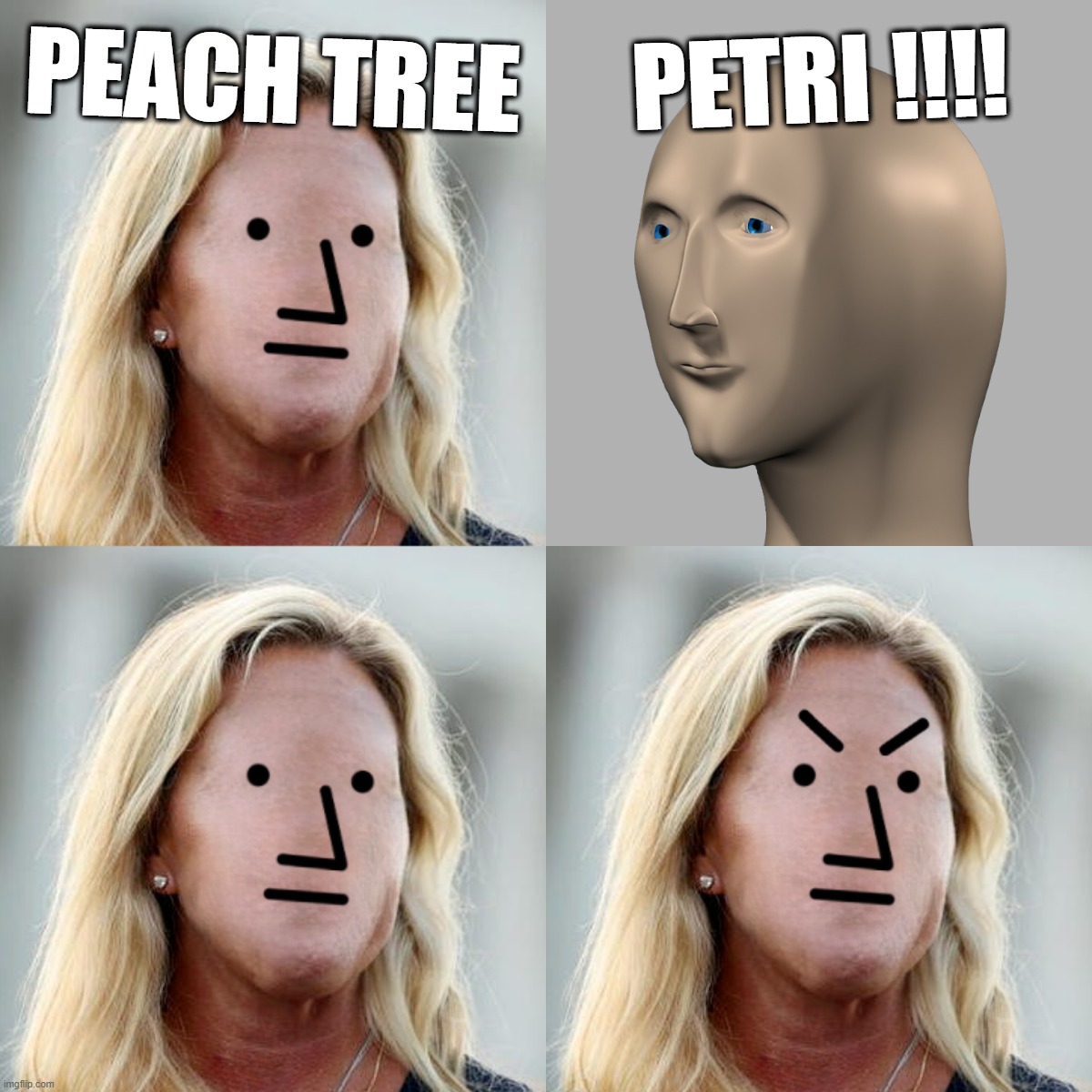 LOL...! | PEACH TREE; PETRI !!!! | image tagged in mtg maga npc d-_-b template | made w/ Imgflip meme maker