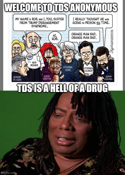 Trump Derangement Syndrome- Seek Help Now | WELCOME TO TDS ANONYMOUS; TDS IS A HELL OF A DRUG | image tagged in libtard,idiots,finished,vote trump | made w/ Imgflip meme maker