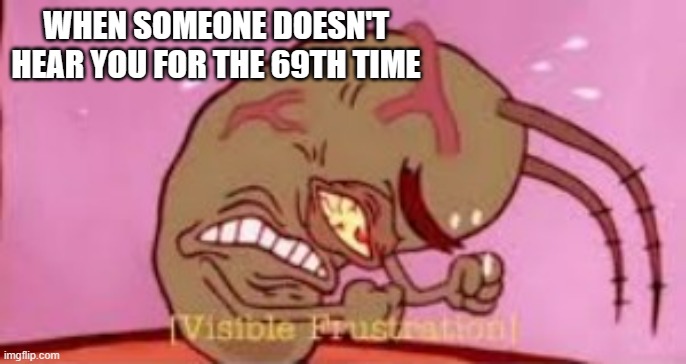 This happens to me all the time. | WHEN SOMEONE DOESN'T HEAR YOU FOR THE 69TH TIME | image tagged in visible frustration | made w/ Imgflip meme maker