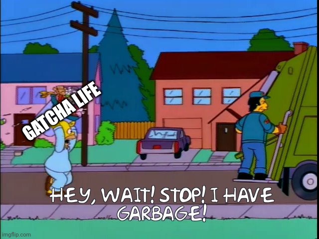 Hey wait stop i have garbage | GATCHA LIFE | image tagged in hey wait stop i have garbage | made w/ Imgflip meme maker