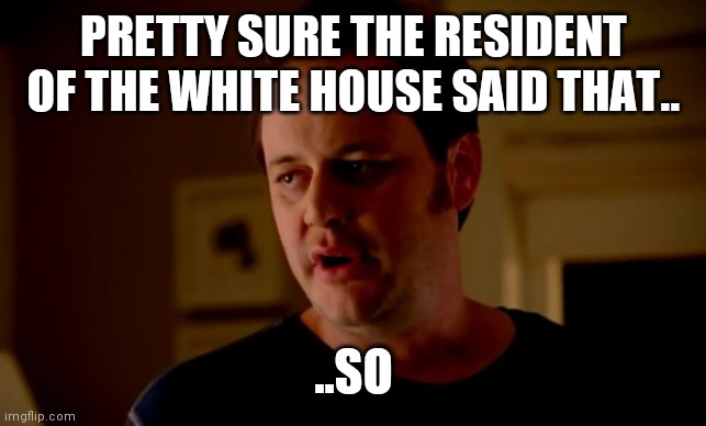 Jake from state farm | PRETTY SURE THE RESIDENT OF THE WHITE HOUSE SAID THAT.. ..SO | image tagged in jake from state farm | made w/ Imgflip meme maker
