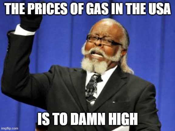 The gas prices are too damn high | THE PRICES OF GAS IN THE USA; IS TO DAMN HIGH | image tagged in memes,too damn high,gas,gas prices | made w/ Imgflip meme maker