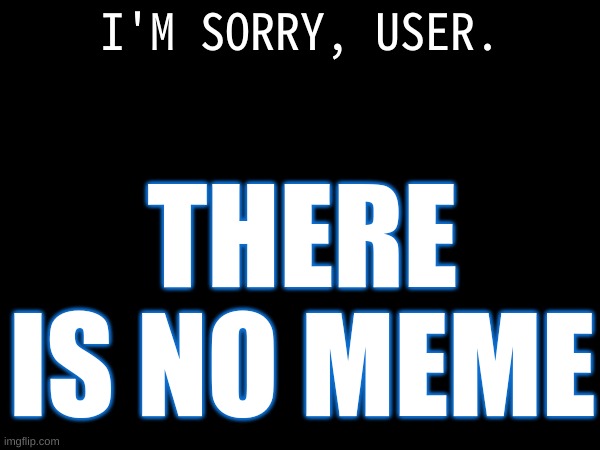 I'M SORRY, USER. THERE IS NO MEME | image tagged in not a meme | made w/ Imgflip meme maker