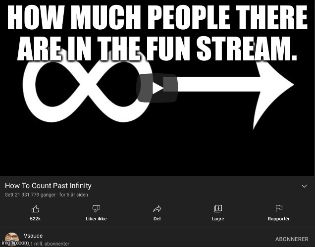 That's alot of people- | HOW MUCH PEOPLE THERE ARE IN THE FUN STREAM. | image tagged in how to count past infinity | made w/ Imgflip meme maker