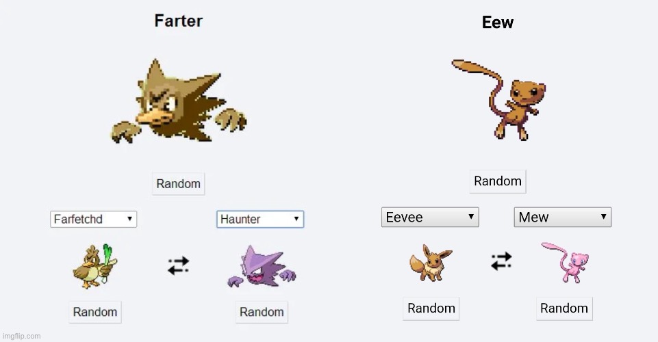 Funny Pokemon Fusion Names | image tagged in pokemon,fart,fusion,pokemon fusion,pokemon memes | made w/ Imgflip meme maker