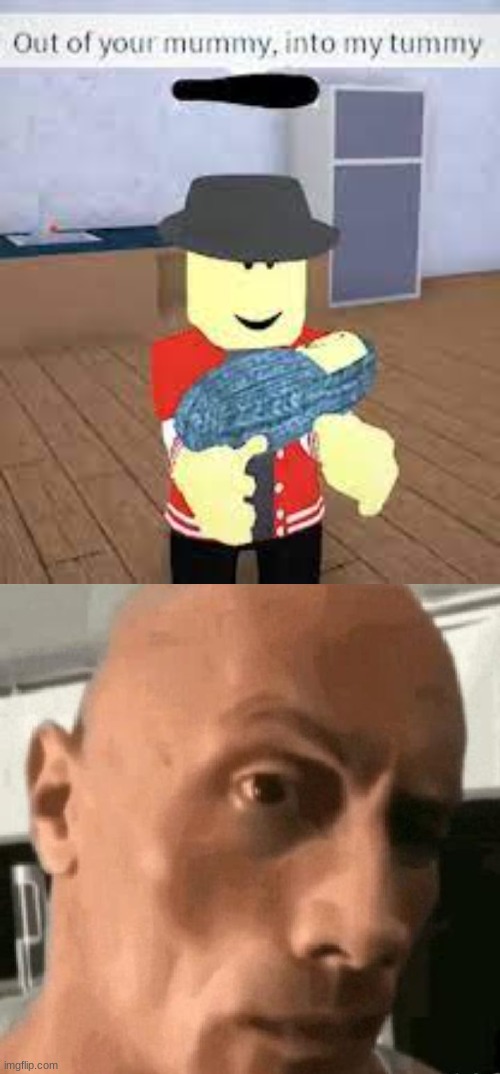 Ayo- | image tagged in the rock eyebrows,roblox,cursed image,sus | made w/ Imgflip meme maker