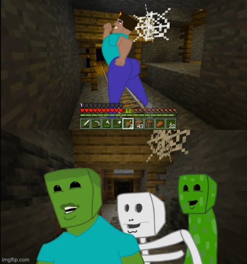 I put the new diamonds on the pick | image tagged in memes,funny,minecraft | made w/ Imgflip meme maker