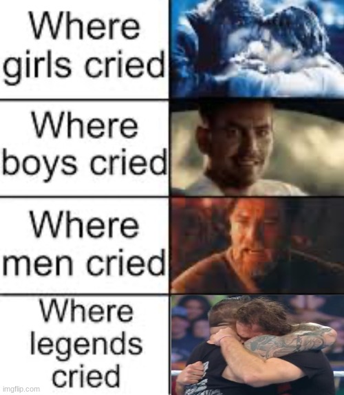 WWE is based | image tagged in where legends cried,where girls cried,wwe,based,titanic,star wars | made w/ Imgflip meme maker