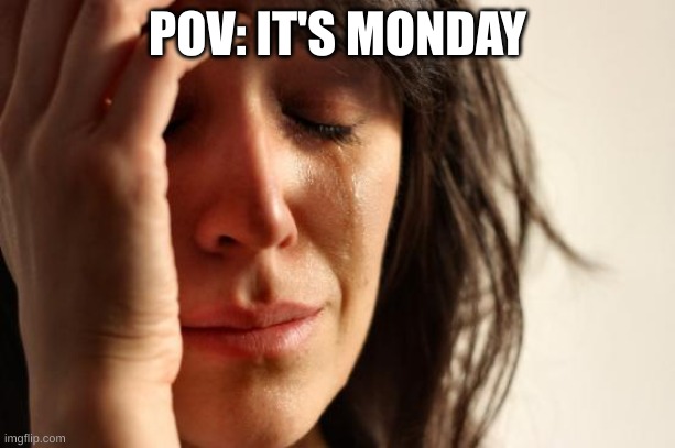 Monday | POV: IT'S MONDAY | image tagged in memes,first world problems,true,relatable | made w/ Imgflip meme maker