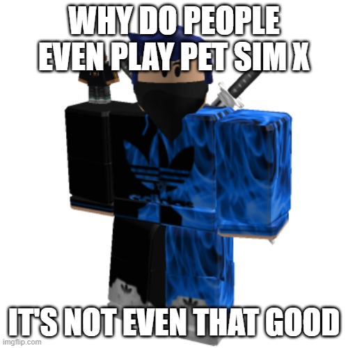 Zero Frost | WHY DO PEOPLE EVEN PLAY PET SIM X; IT'S NOT EVEN THAT GOOD | image tagged in zero frost | made w/ Imgflip meme maker