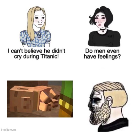 Only Minecraft OGs will cry over this | image tagged in chad crying | made w/ Imgflip meme maker