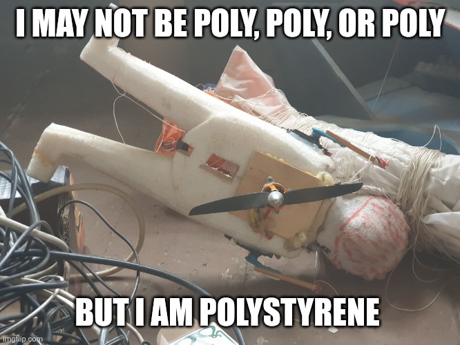 Polystyrene Propeller Boy | I MAY NOT BE POLY, POLY, OR POLY; BUT I AM POLYSTYRENE | image tagged in polystyrene propeller boy | made w/ Imgflip meme maker
