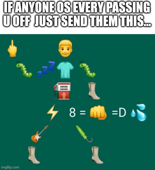 Stfu | IF ANYONE OS EVERY PASSING U OFF  JUST SEND THEM THIS... | image tagged in sus emoji man,ayo | made w/ Imgflip meme maker