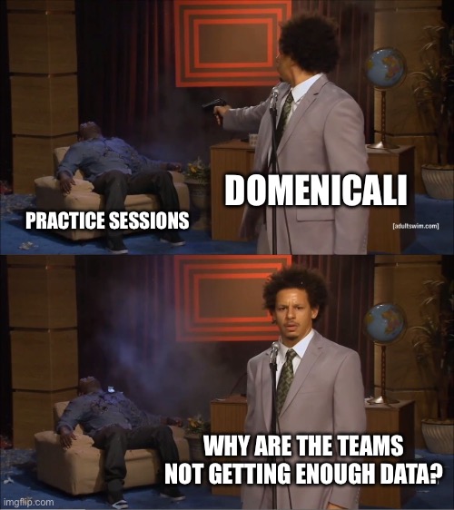 Who Killed Hannibal | DOMENICALI; PRACTICE SESSIONS; WHY ARE THE TEAMS NOT GETTING ENOUGH DATA? | image tagged in memes,who killed hannibal | made w/ Imgflip meme maker