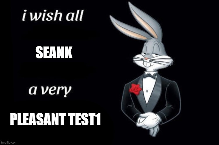 Bugs bunny I wish all empty template | SEANK; PLEASANT TEST1 | image tagged in bugs bunny i wish all empty template | made w/ Imgflip meme maker