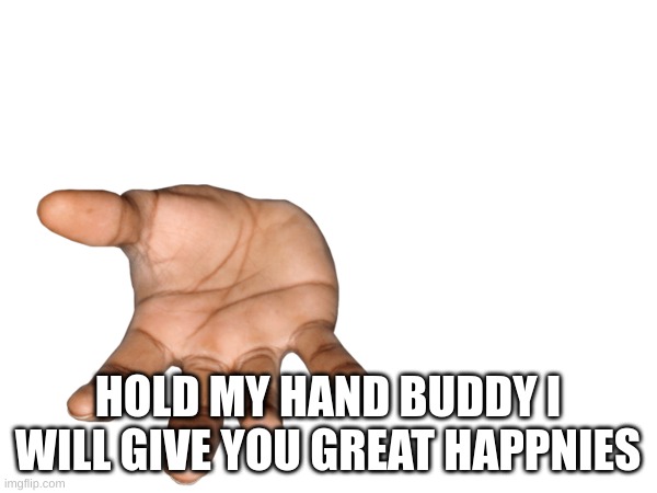 HOLD MY HAND BUDDY I WILL GIVE YOU GREAT HAPPINESS | made w/ Imgflip meme maker