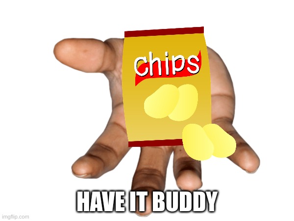 take it (21TNE Note: Thanks! Dee-licious!) | HAVE IT BUDDY | image tagged in potato chips | made w/ Imgflip meme maker