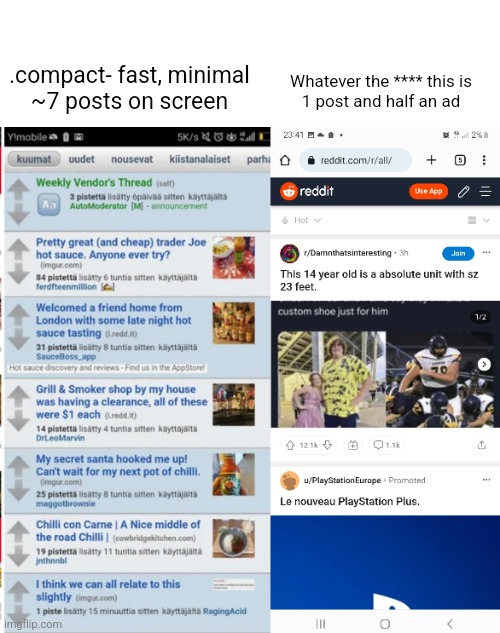 Whatever the **** this is

1 post and half an ad; .compact- fast, minimal

~7 posts on screen | made w/ Imgflip meme maker