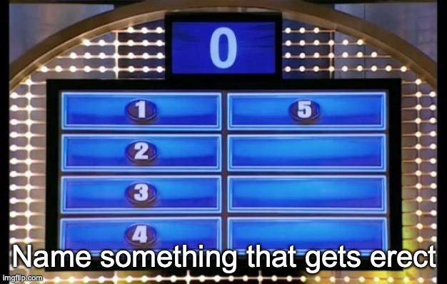 family feud | Name something that gets erect | image tagged in family feud | made w/ Imgflip meme maker