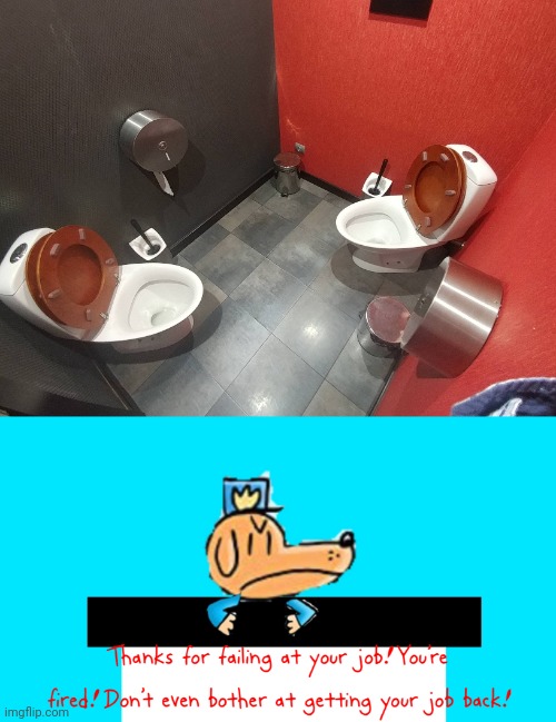 Toilets facing each other | image tagged in dog man thanks for failing at your job,you had one job,toilets,toilet,restroom,memes | made w/ Imgflip meme maker