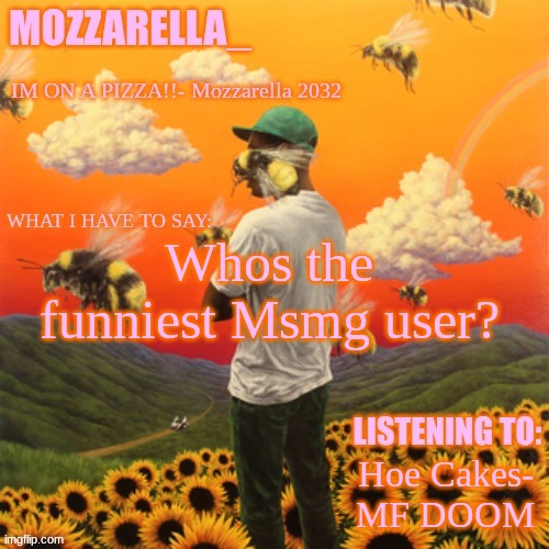 Flower Boy | Whos the funniest Msmg user? Hoe Cakes- MF DOOM | image tagged in flower boy | made w/ Imgflip meme maker