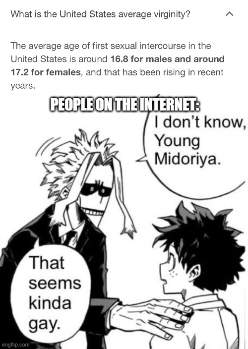 I can't even think of a title for this one. | PEOPLE ON THE INTERNET: | image tagged in that seems kinda gay,my hero academia,a random meme,shitpost | made w/ Imgflip meme maker