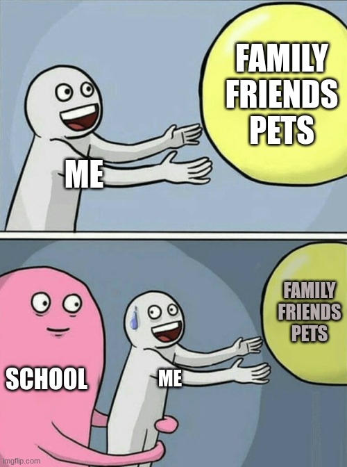 yeah... | FAMILY
FRIENDS
PETS; ME; FAMILY
FRIENDS
PETS; SCHOOL; ME | image tagged in memes,running away balloon | made w/ Imgflip meme maker