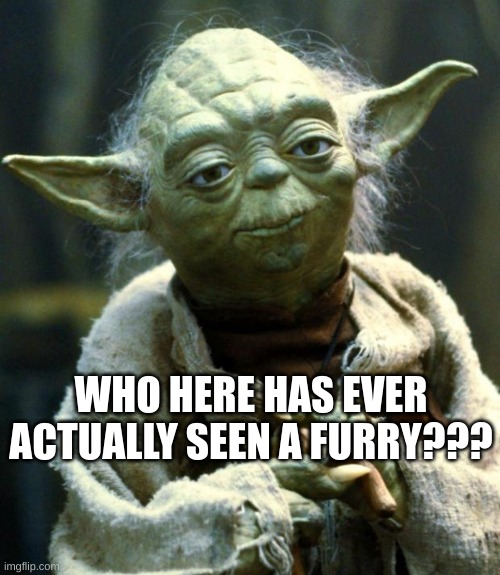 ive never seen one in person | WHO HERE HAS EVER ACTUALLY SEEN A FURRY??? | image tagged in memes,star wars yoda,furry,upvote begging | made w/ Imgflip meme maker