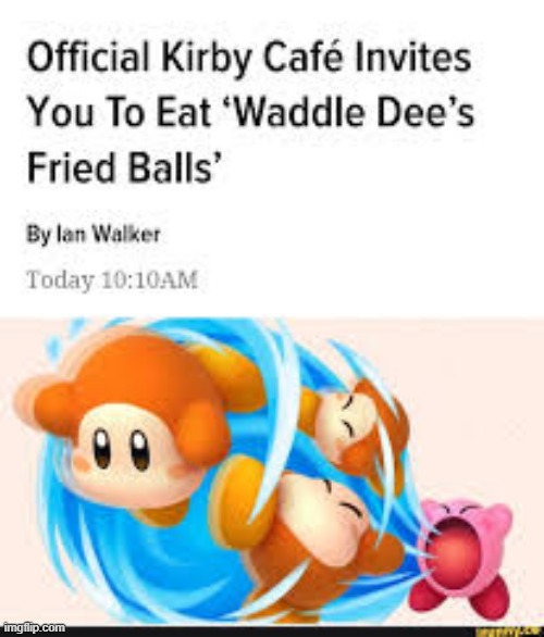 Waddle Dee's Fried Balls... | image tagged in kirby cafe,real,haha yes,kirby,deez nuts | made w/ Imgflip meme maker