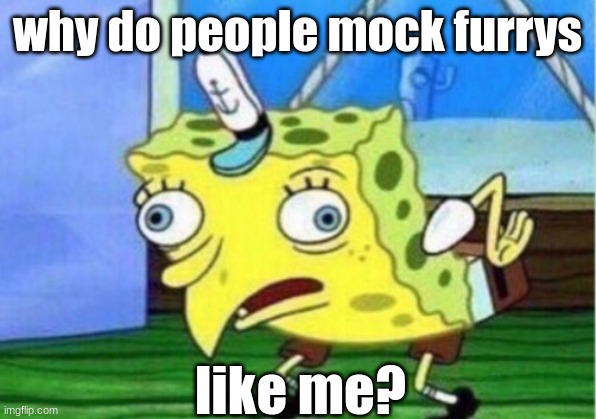 Mocking Spongebob Meme | why do people mock furrys; like me? | image tagged in memes,mocking spongebob | made w/ Imgflip meme maker