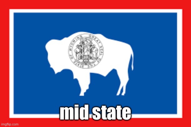 wyoming is mid | mid state | image tagged in flag of wyoming | made w/ Imgflip meme maker