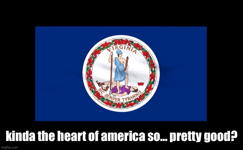 never been there so i cant really rate it | kinda the heart of america so... pretty good? | image tagged in virginia rising | made w/ Imgflip meme maker